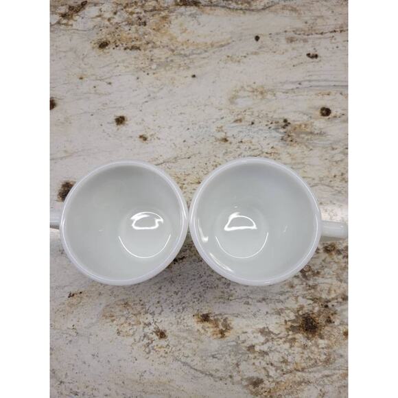 2 Vintage Woodland Mugs, Pyrex Cups, Milk Glass, D Handle, Dishes Dinnerware - Picture 4 of 6